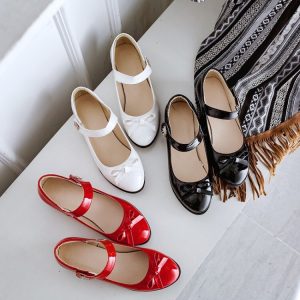 Fashion Flat Shoes Low Heel Round Toe PU Spring 2018