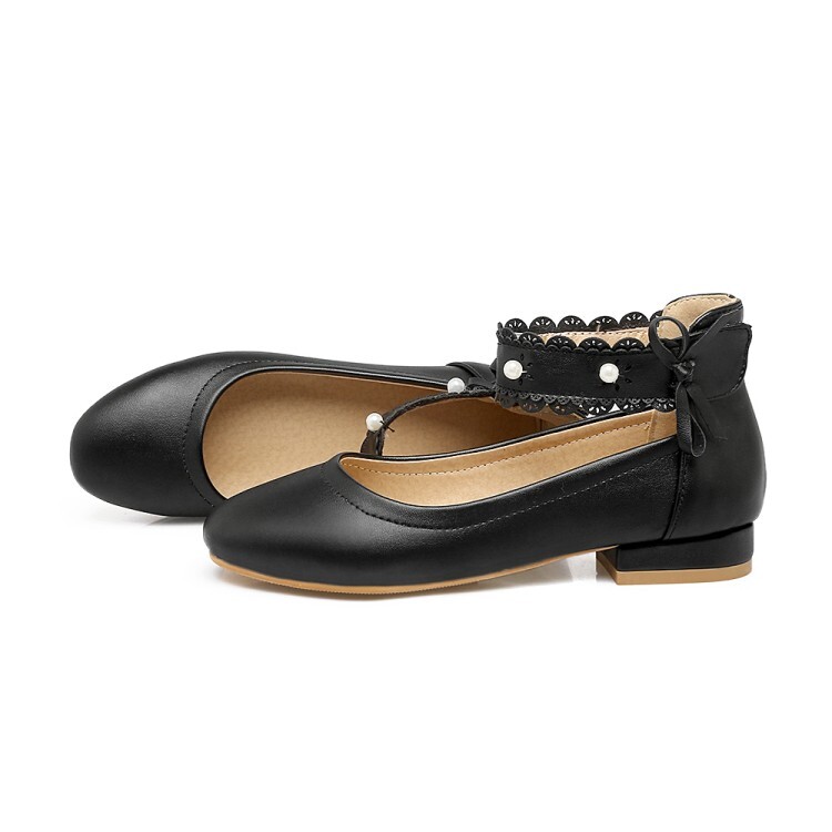 Fashion Flat Shoes Low Chunky Heel Round Toe PU Spring 2021 - Image 2