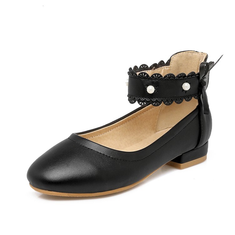 Fashion Flat Shoes Low Chunky Heel Round Toe PU Spring 2021 - Image 5