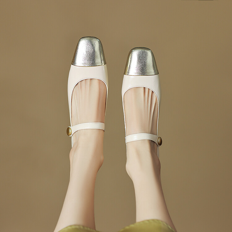 Mary Jane Shoes Women's Square Toe Mid Heel Pearl Buckle - Image 5