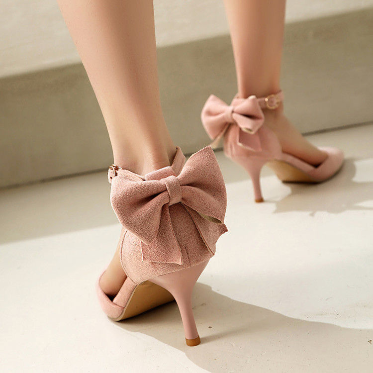 Sweet Pointed Toe Bow Ankle Strap Sandals - Image 2