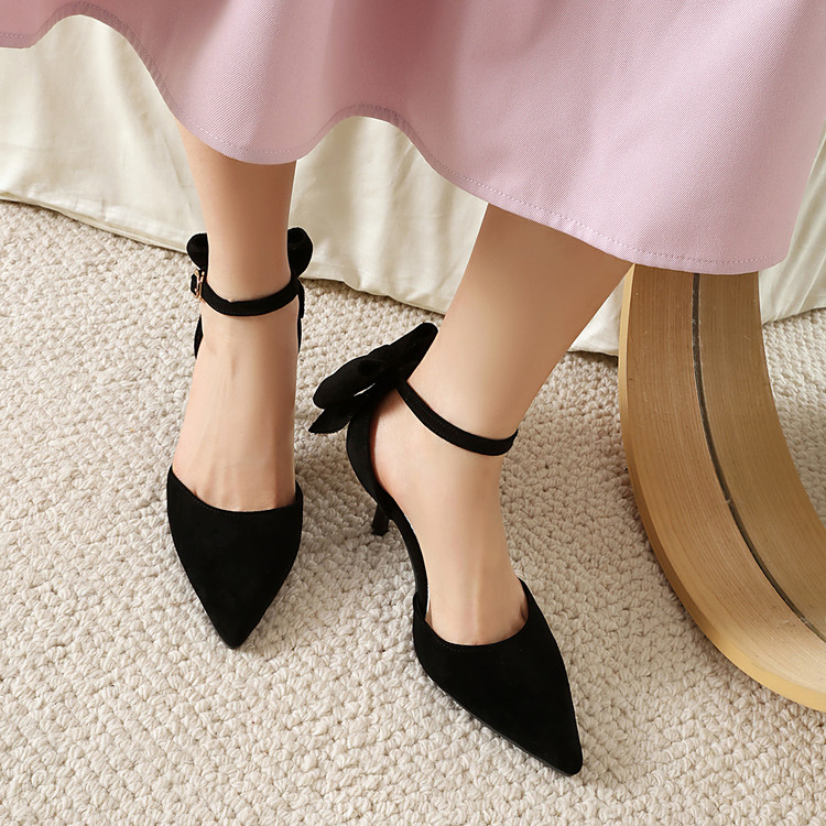 Sweet Pointed Toe Bow Ankle Strap Sandals - Image 3
