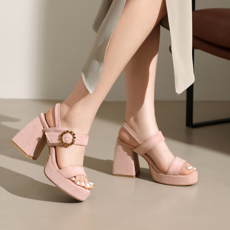 Women's High Heel Open Toe Sandals with Buckle Strap - Style k.html - Image 2