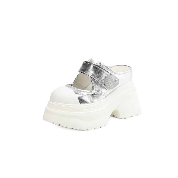 Women's Platform High Heel Slippers - Sheep Split Leather, Casual, Color Block, Spring 2025 - Image 5