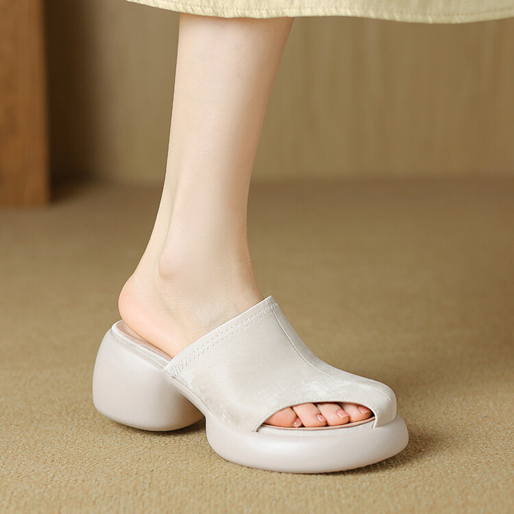 Women's Platform Slippers with Sheepskin Upper and Pigskin Lining - Image 5