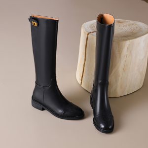 Women's Pointed Toe High Shaft Slim Boots with Back Zip